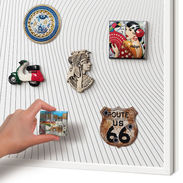 Tablero magnético de pared para imanes con marco blanco Ondas lineales