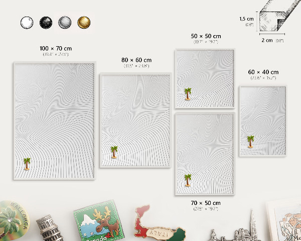 Tablero magnético de pared para imanes con marco blanco Ondas lineales