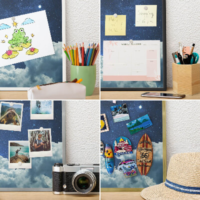 Tablero magnético metálico para souvenirs en color blanco Noche cósmica