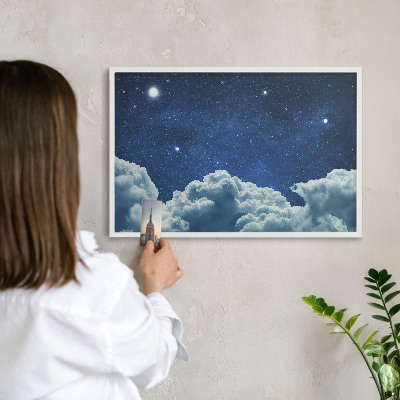 Tablero magnético metálico para souvenirs en color blanco Noche cósmica