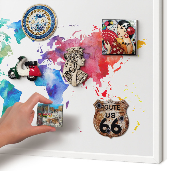 Tablero magnético de pared para imanes con marco blanco Mapa de colores
