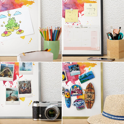 Tablero magnético de pared para imanes con marco blanco Mapa de colores