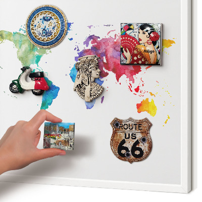 Tablero magnético de pared para imanes con marco blanco Mapa de colores