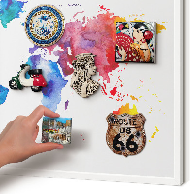 Tablero magnético de pared para imanes con marco blanco Mapa de colores