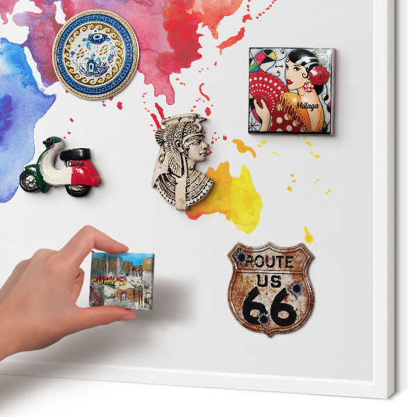 Tablero magnético de pared para imanes con marco blanco Mapa de colores