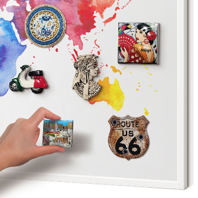 Tablero magnético de pared para imanes con marco blanco Mapa de colores