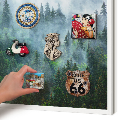 Tablero magnético metálico para souvenirs en color blanco Bosque misterioso