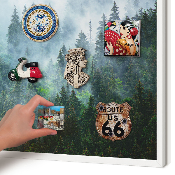 Tablero magnético metálico para souvenirs en color blanco Bosque misterioso