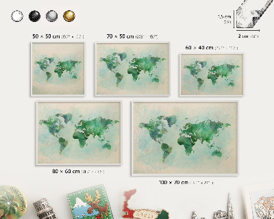 Tablero magnético de pared para imanes con marco blanco Mapa del mundo