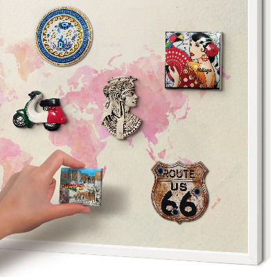 Tablero magnético metálico para souvenirs en color blanco Mapa del mundo