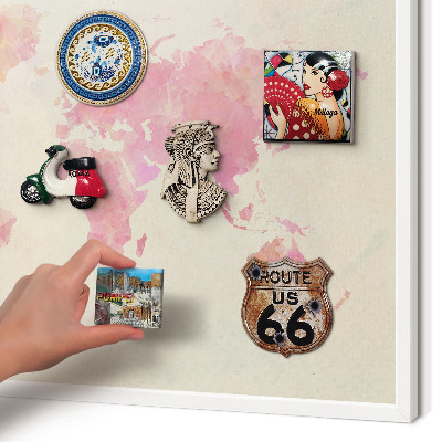 Tablero magnético metálico para souvenirs en color blanco Mapa del mundo