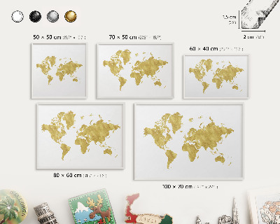Tablero magnético de pared para imanes con marco blanco Mapa del mundo