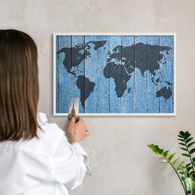 Tablero magnético metálico para souvenirs en color blanco Mapa del mundo