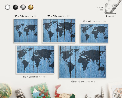 Tablero magnético metálico para souvenirs en color blanco Mapa del mundo