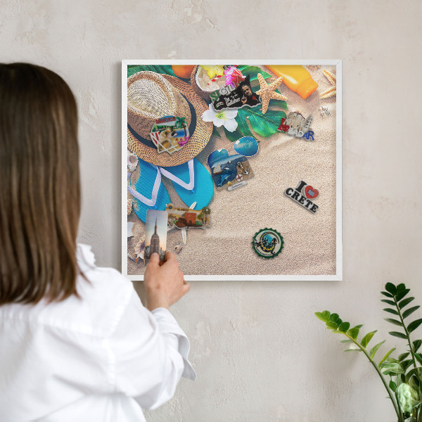 Tablero magnético metálico para souvenirs en color blanco Relajación veraniega