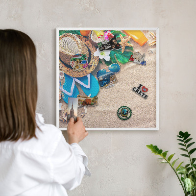 Tablero magnético metálico para souvenirs en color blanco Relajación veraniega