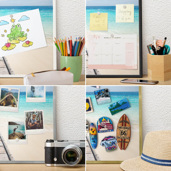 Tablero magnético metálico para souvenirs en color blanco Muelle del océano