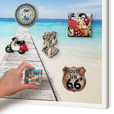 Tablero magnético metálico para souvenirs en color blanco Muelle del océano