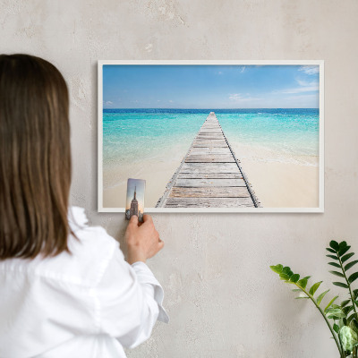Tablero magnético metálico para souvenirs en color blanco Muelle del océano