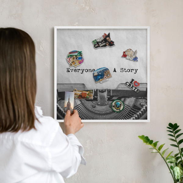 Tablero magnético de pared para imanes con marco blanco Máquina antigua