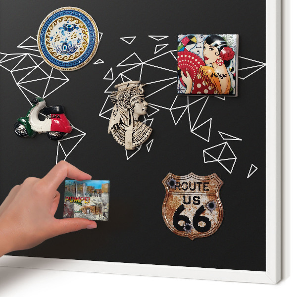 Tablero magnético metálico para souvenirs en color blanco Mapa del mundo