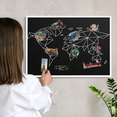Tablero magnético metálico para souvenirs en color blanco Mapa del mundo