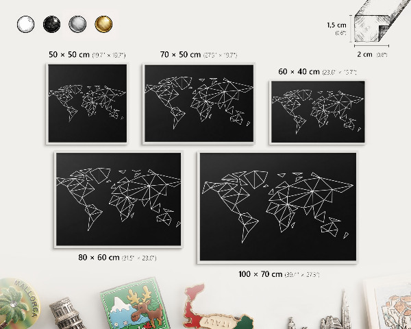 Tablero magnético metálico para souvenirs en color blanco Mapa del mundo