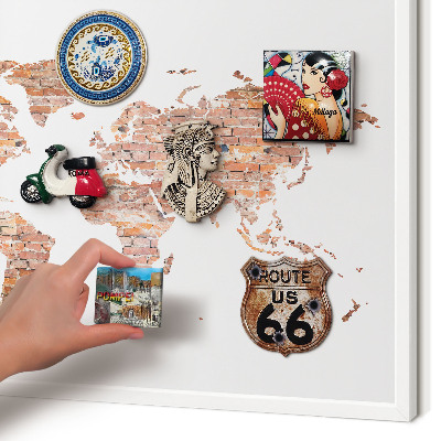 Tablero magnético de pared para imanes con marco blanco Mapa de ladrillos
