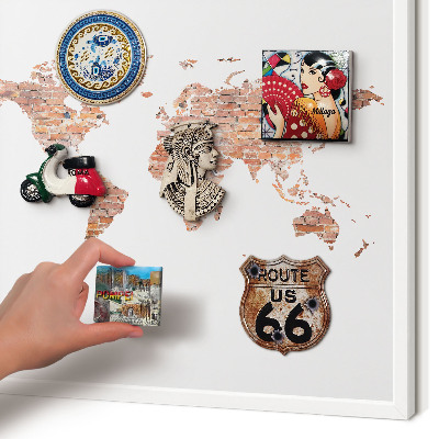 Tablero magnético de pared para imanes con marco blanco Mapa de ladrillos
