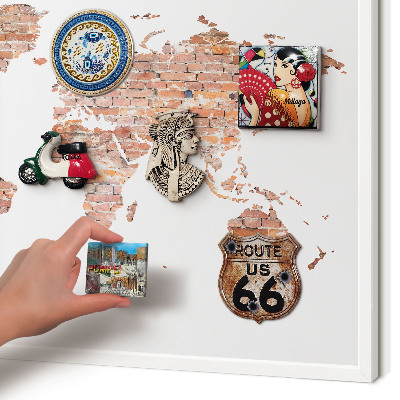 Tablero magnético de pared para imanes con marco blanco Mapa de ladrillos
