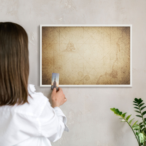 Tablero magnético metálico para souvenirs en color blanco Mapa antiguo