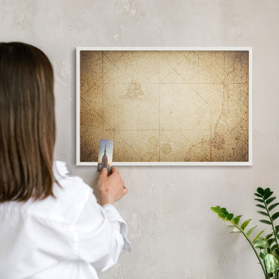 Tablero magnético metálico para souvenirs en color blanco Mapa antiguo