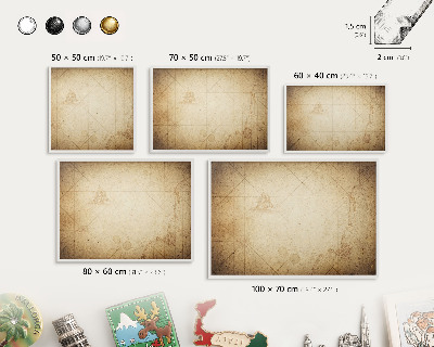 Tablero magnético metálico para souvenirs en color blanco Mapa antiguo