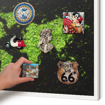 Tablero magnético metálico para souvenirs en color blanco Mapa verde