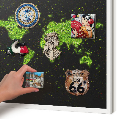 Tablero magnético metálico para souvenirs en color blanco Mapa verde