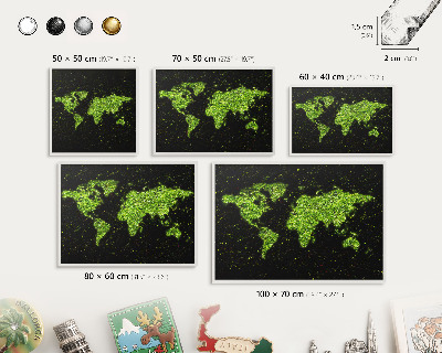 Tablero magnético metálico para souvenirs en color blanco Mapa verde