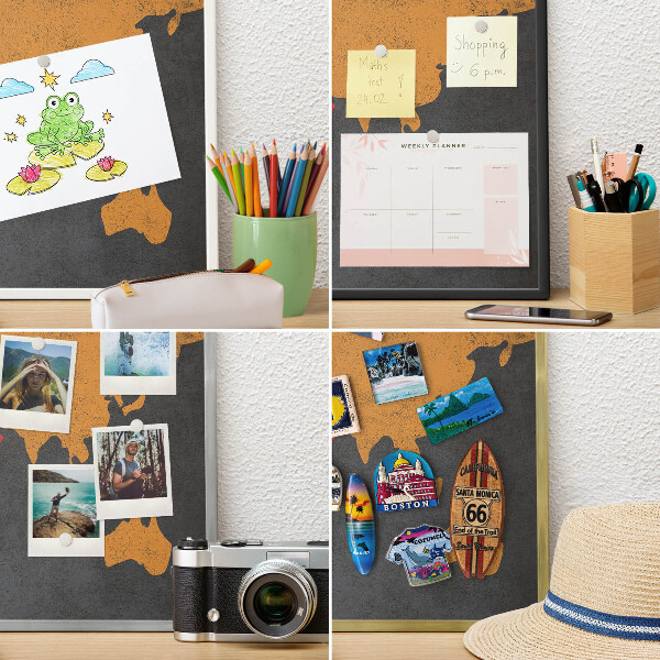 Tablero magnético de pared para imanes con marco blanco Mapa de colores