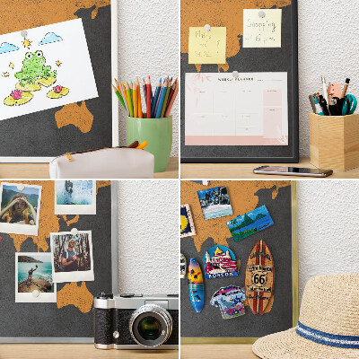 Tablero magnético de pared para imanes con marco blanco Mapa de colores