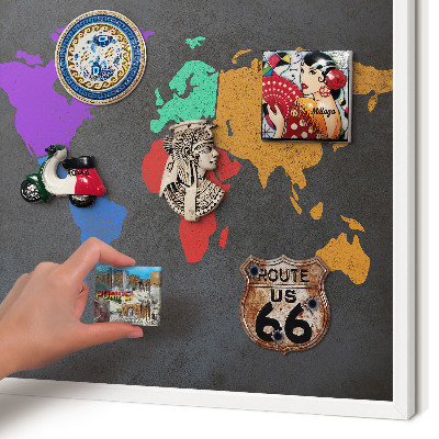 Tablero magnético de pared para imanes con marco blanco Mapa de colores