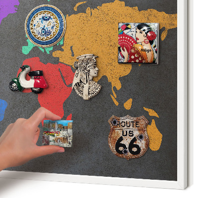 Tablero magnético de pared para imanes con marco blanco Mapa de colores