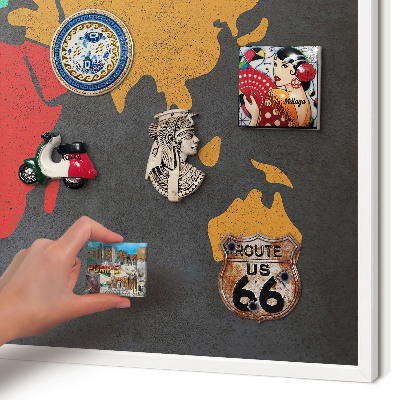 Tablero magnético de pared para imanes con marco blanco Mapa de colores