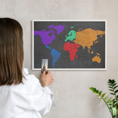 Tablero magnético de pared para imanes con marco blanco Mapa de colores
