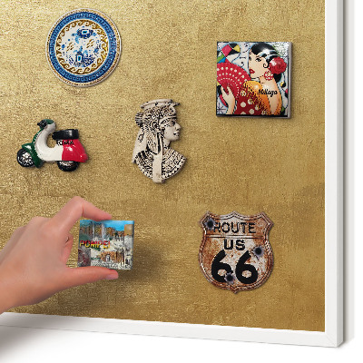 Tablero magnético de pared para imanes con marco blanco Textura amarilla