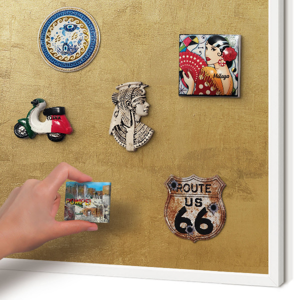 Tablero magnético de pared para imanes con marco blanco Textura amarilla