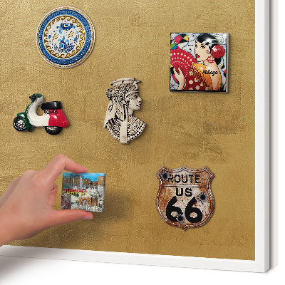 Tablero magnético de pared para imanes con marco blanco Textura amarilla