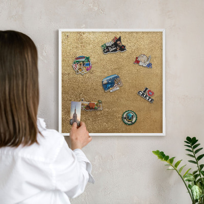 Tablero magnético de pared para imanes con marco blanco Textura amarilla