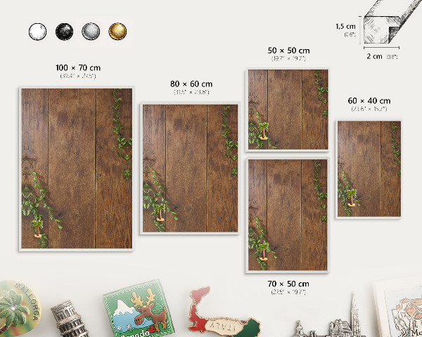Tablero magnético de pared para imanes con marco blanco Naturaleza de la madera