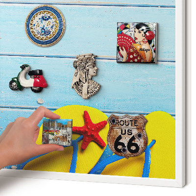 Tablero magnético de pared para imanes con marco blanco Playa de vacaciones
