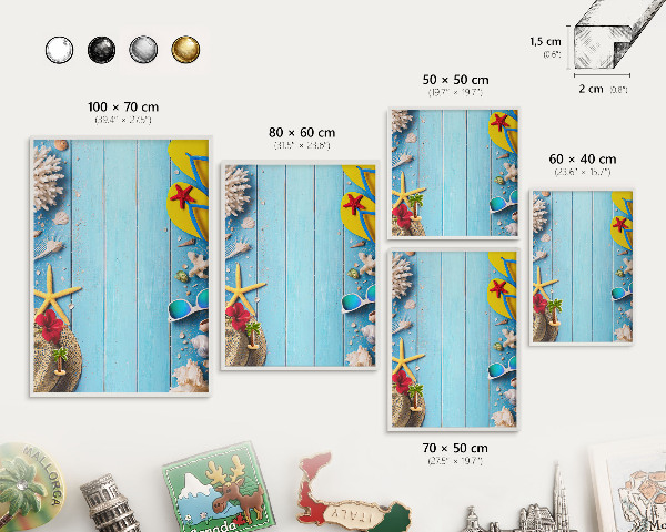 Tablero magnético de pared para imanes con marco blanco Playa de vacaciones