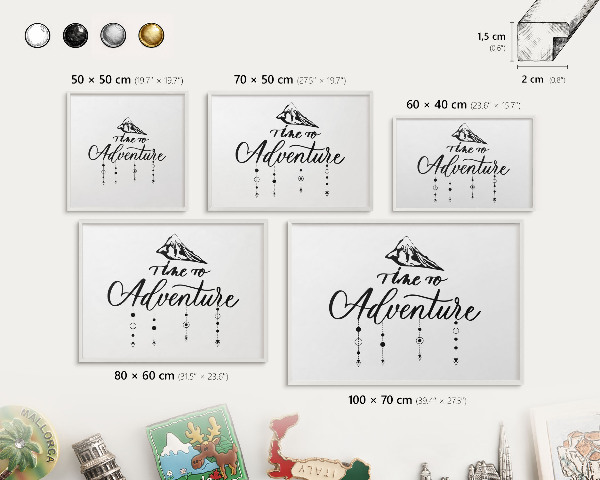Tablero magnético metálico para souvenirs en color blanco Aventura en la montaña